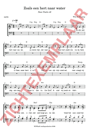 PDF-voorbeeld van Zoals een hert naar water (SATB)